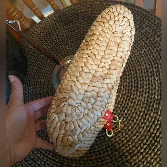 Tory Burch - EUC - Audrey Straw Woven Tote with Red Accents - Like New - Picture 7 of 13